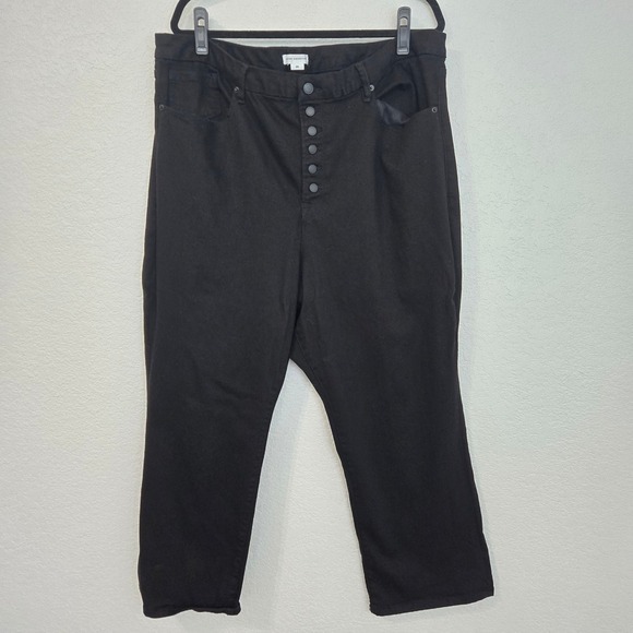 Good American Denim - GOOD AMERICAN 26 Plus Good Legs Straight‎ Black Jeans Button Fly